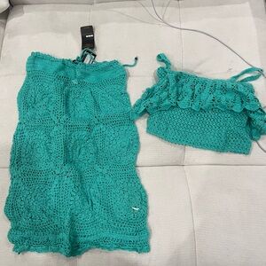 Teal Crochet Two-Piece Set
